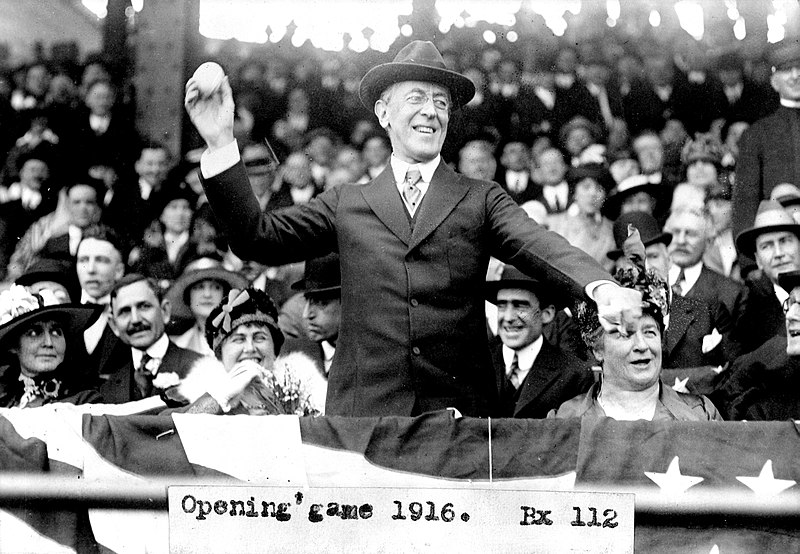 Woodrow Wilson, Washington Senators home opener v. New York Yankees, Griffith Stadium, April 20, 1916.